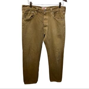 Y2K LEVI'S ORIGINAL 501 VINTAGE TAN FULL BUTTON FLY STRAIGHT LEG JEANS